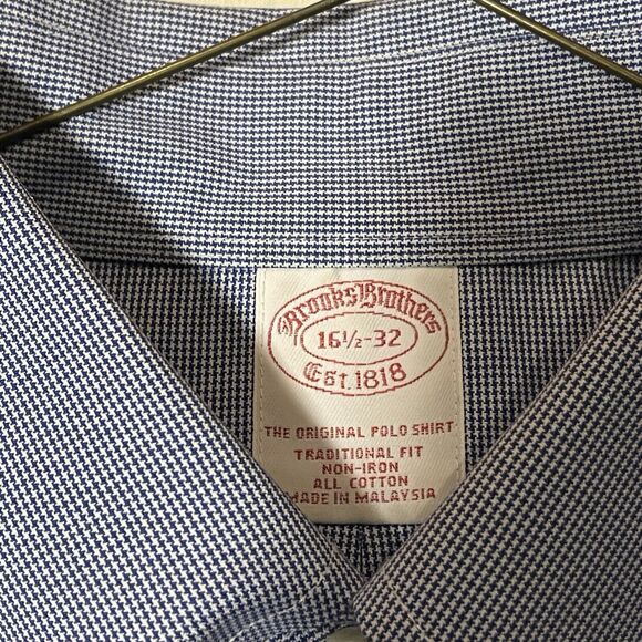 Brooks Brothers 16.5 34/35 “The Original Polo Shirt” traditional Fit Blue Check - Picture 6 of 6